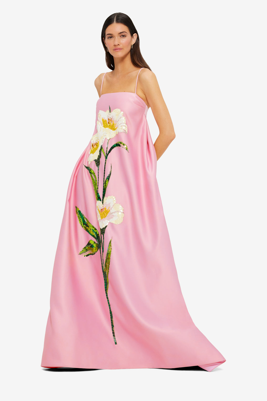 Exclusive Leo Lin Frances Appliqué Maxi Dress in Camelia Print