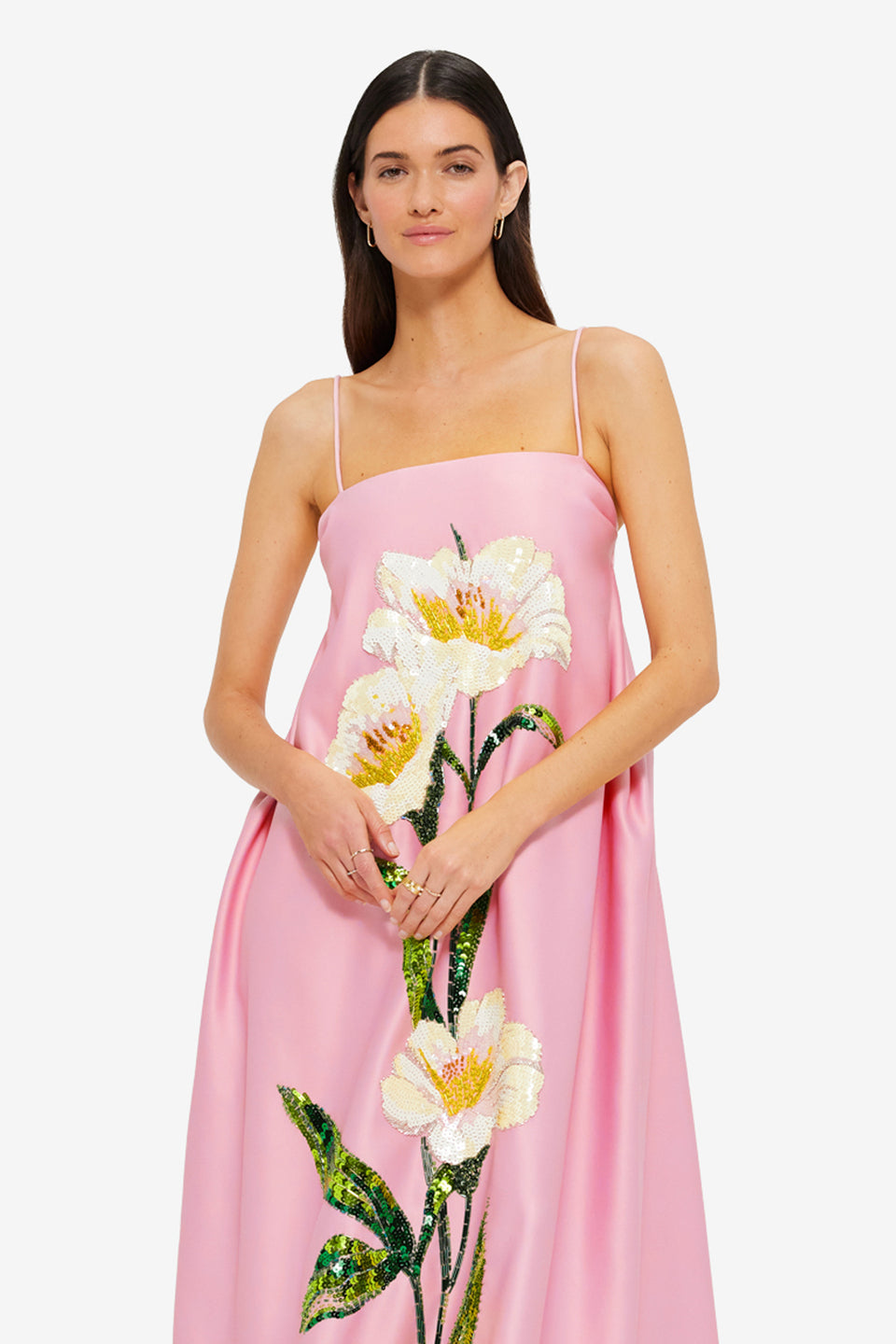 Exclusive Leo Lin Frances Appliqué Maxi Dress in Camelia Print
