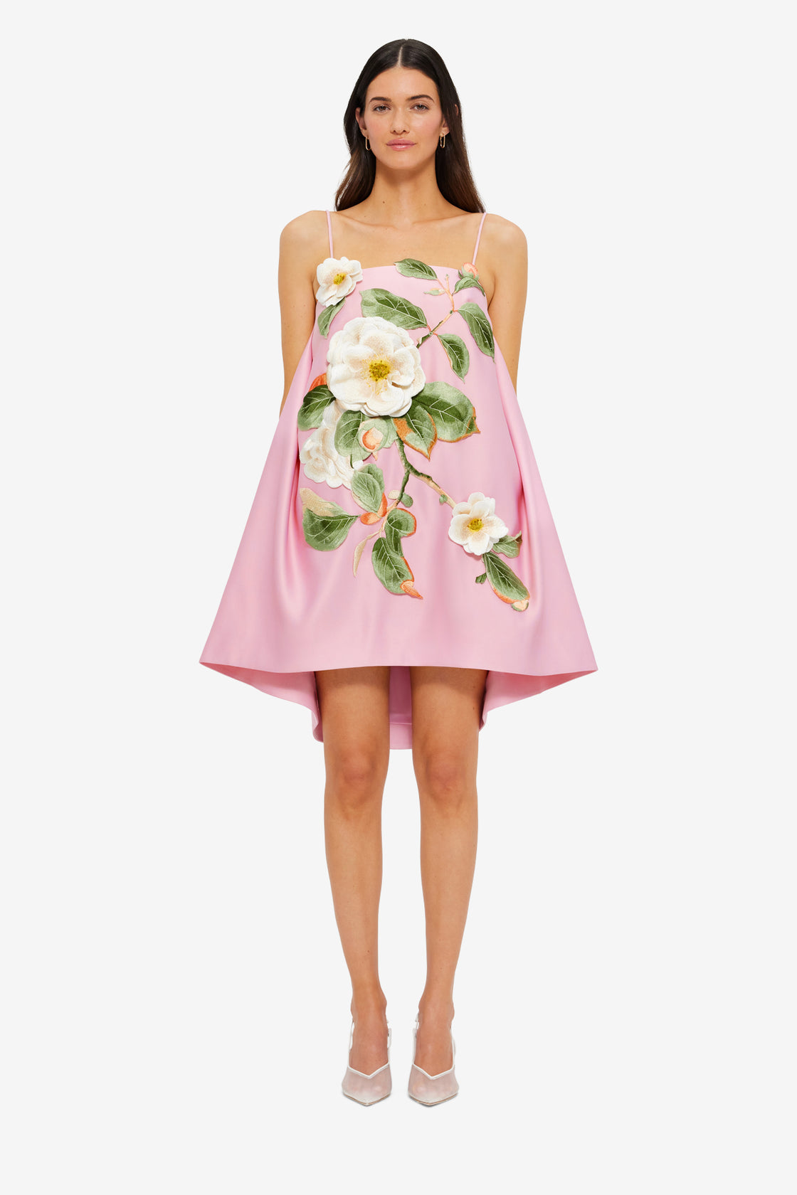 Exclusive Leo Lin Felicia Appliqué Floral Mini Dress in Camelia Print