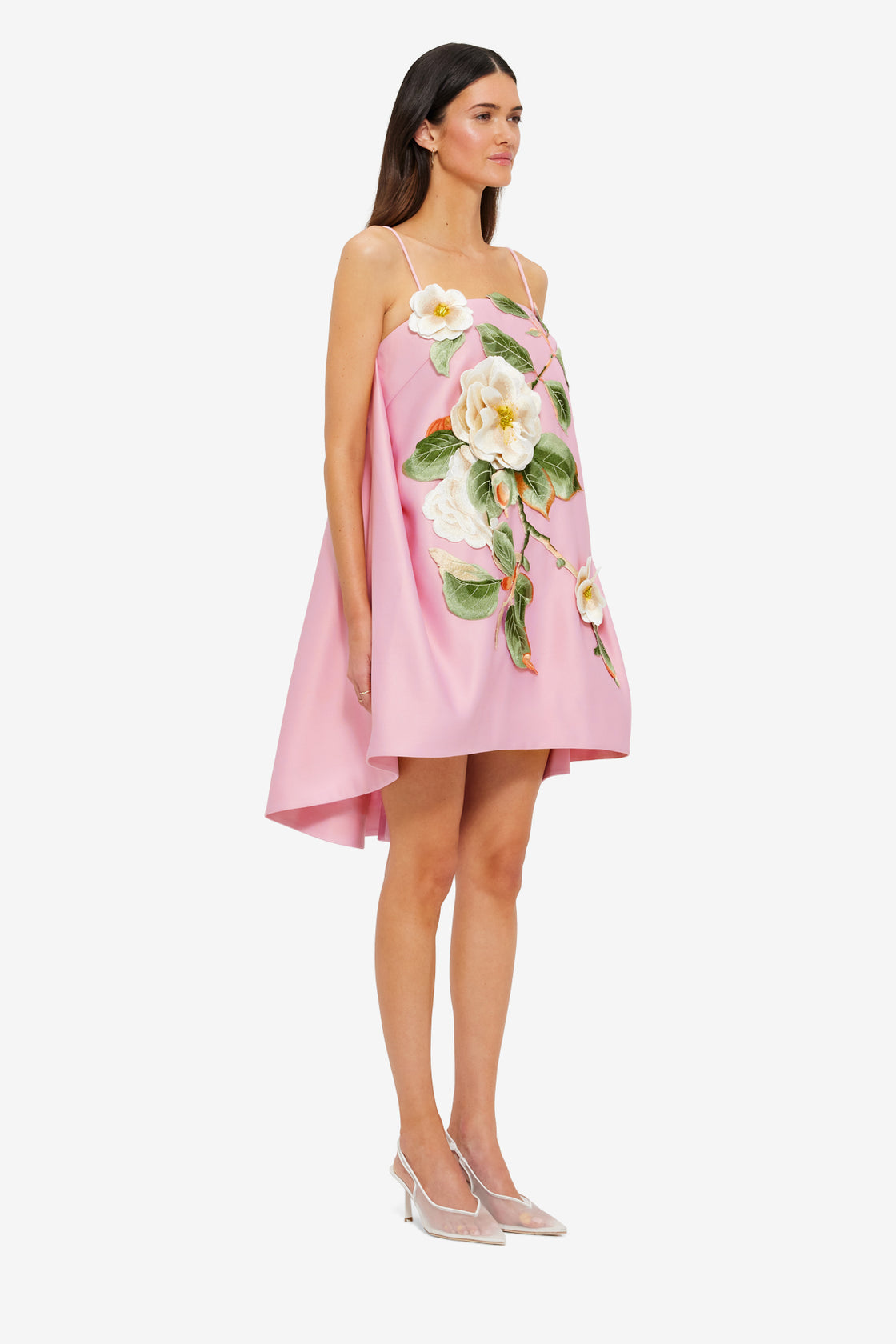 Felicia Appliqu Floral Mini Dress - Camelia Print LEO LIN Felicia Appliqu Floral Mini Dress - Camelia Print LEO LIN