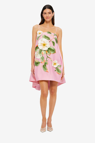 Exclusive Leo Lin Felicia Appliqué Floral Mini Dress in Camelia Print