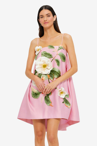 Exclusive Leo Lin Felicia Appliqué Floral Mini Dress in Camelia Print