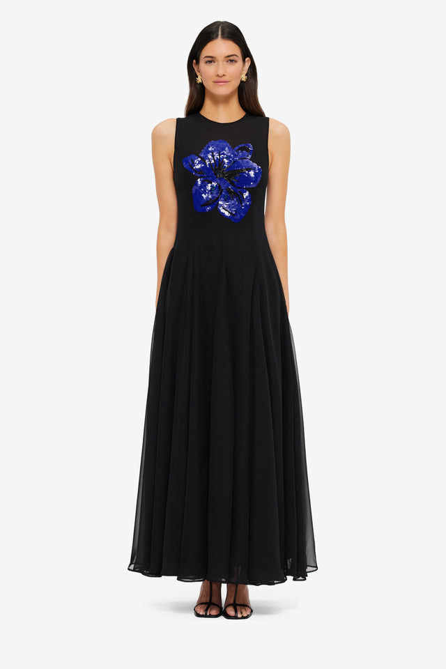 Exclusive Leo Lin Linnea Embellished Maxi Dress in Ebony