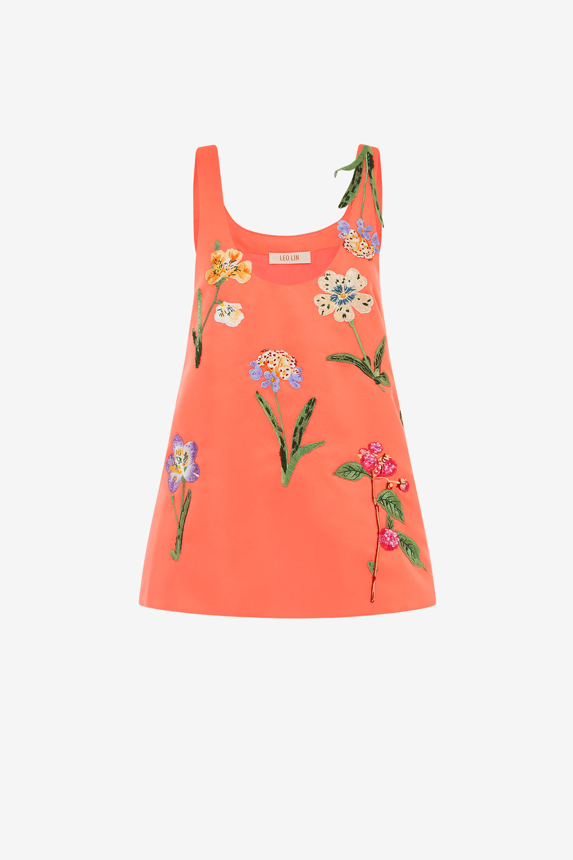 Exclusive Leo Lin Helaine Embroidered Top in Wild Flower in Coral