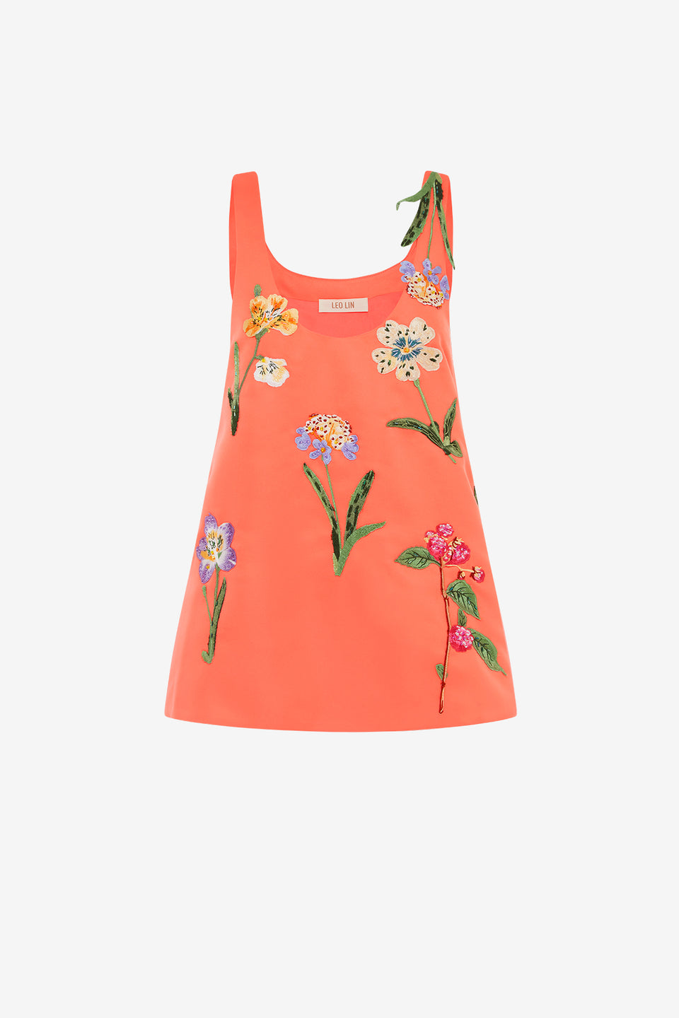 Exclusive Leo Lin Helaine Embroidered Top in Wild Flower in Coral