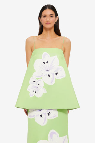 Exclusive Leo Lin Étienne Top in Hibiscus in Matcha