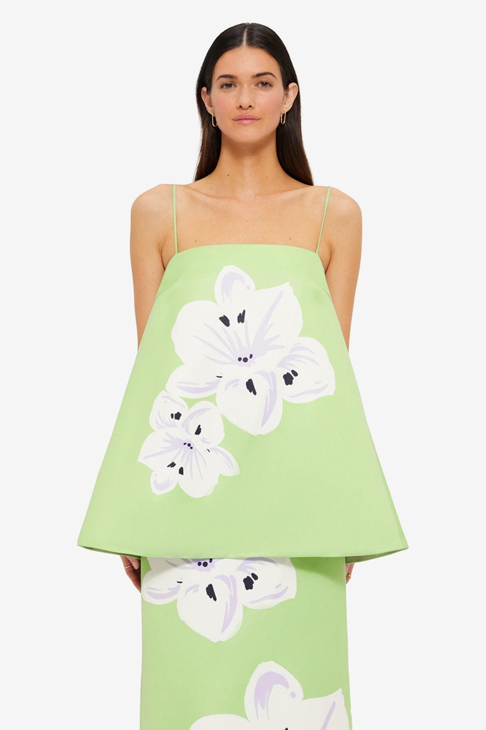 Exclusive Leo Lin Étienne Top in Hibiscus in Matcha