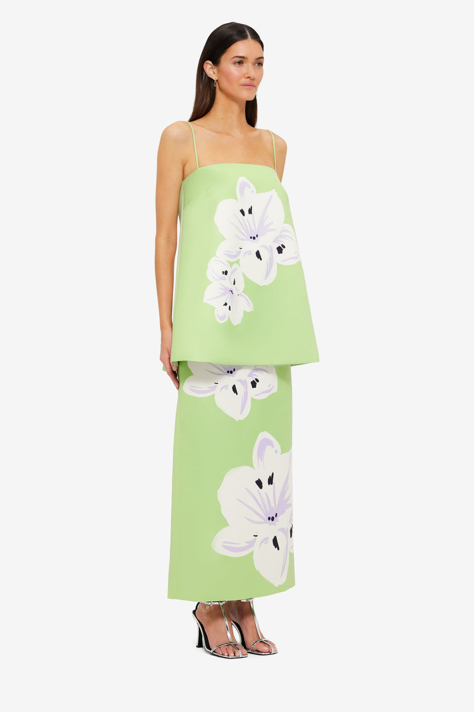 Exclusive Leo Lin Étienne Top in Hibiscus in Matcha