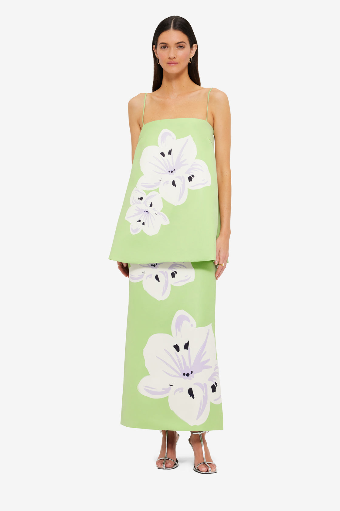 Exclusive Leo Lin Étienne Top in Hibiscus in Matcha