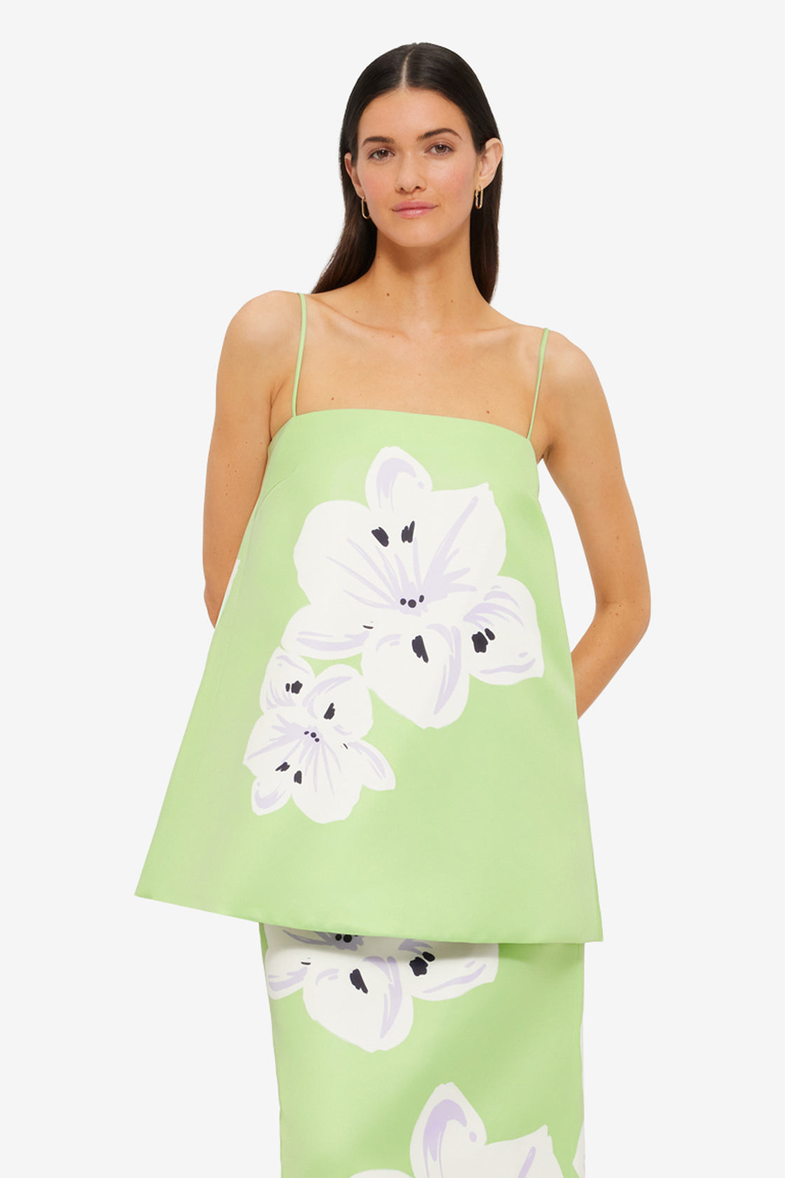 Exclusive Leo Lin Étienne Top in Hibiscus in Matcha