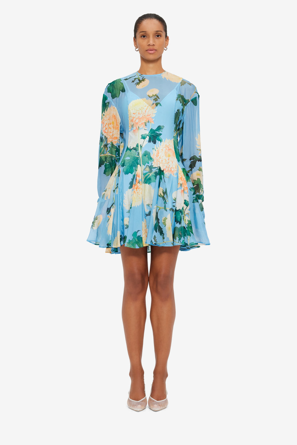 Exclusive Leo Lin Mia Mini Dress in Hydrangea in Cornflower Blue