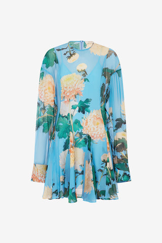Exclusive Leo Lin Mia Mini Dress in Hydrangea in Cornflower Blue