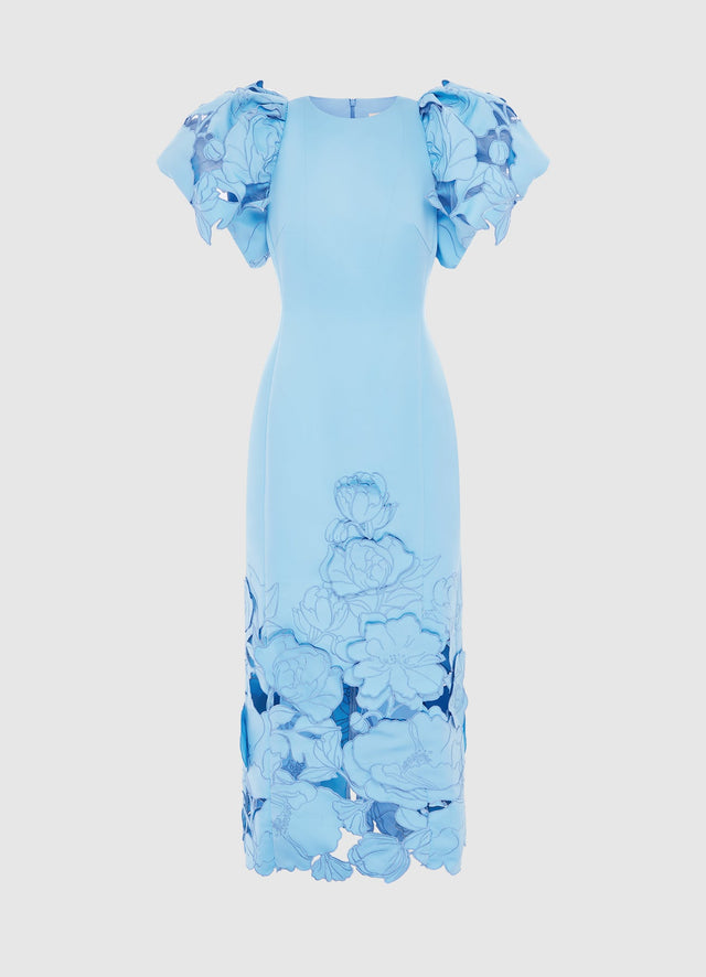 Exclusive Leo Lin Lucinda Appliqué Maxi Dress in Cornflower Blue