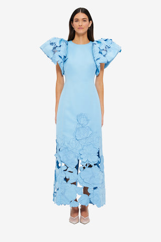 Exclusive Leo Lin Lucinda Appliqué Maxi Dress in Cornflower Blue