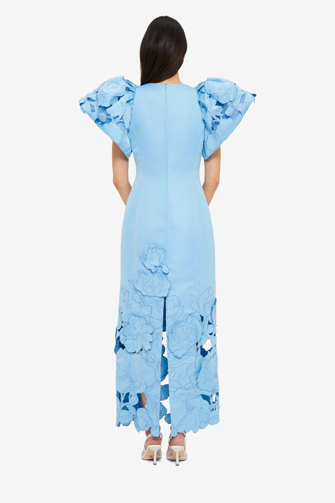 Exclusive Leo Lin Lucinda Appliqué Maxi Dress in Cornflower Blue
