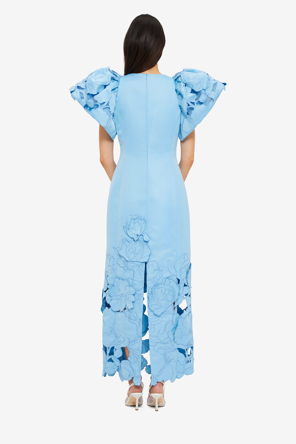 Exclusive Leo Lin Lucinda Appliqué Maxi Dress in Cornflower Blue