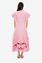 Aubrey Appliqué Shirt Midi Dress - Flamingo Dress Midi