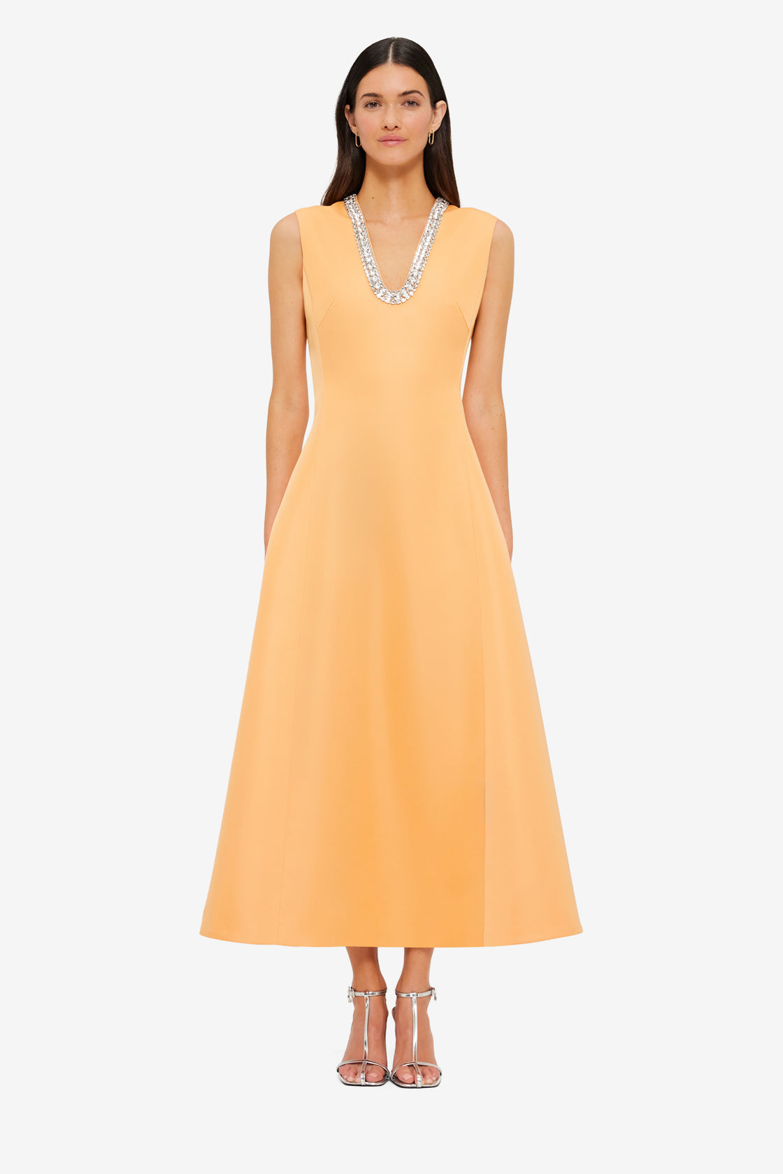 Exclusive Leo Lin Nicola Embellished Midi Dress in Ochre