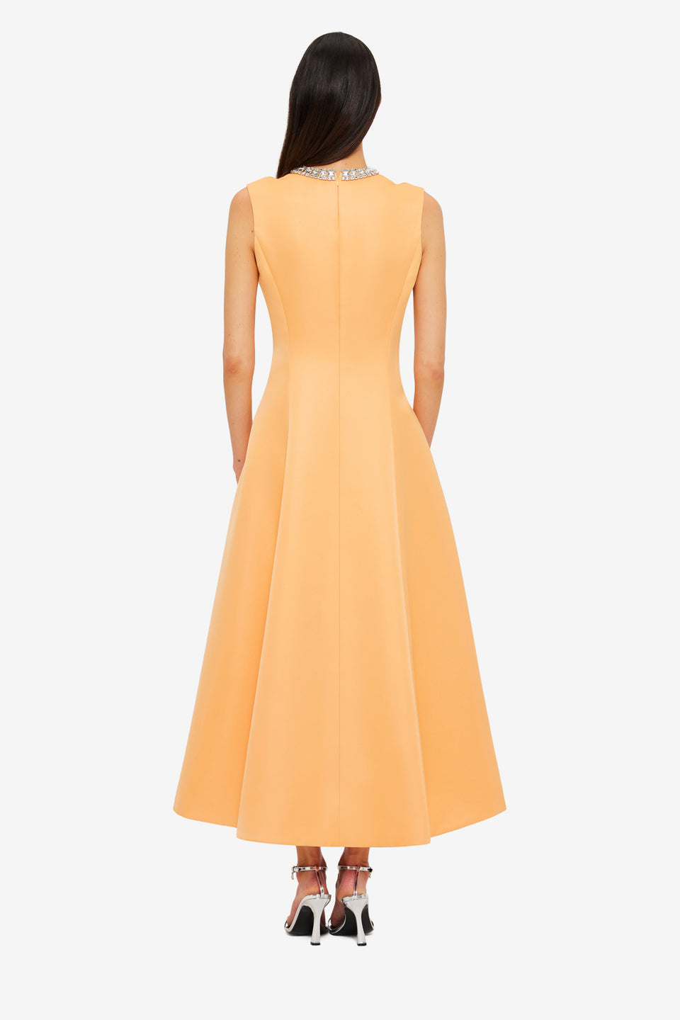 Exclusive Leo Lin Nicola Embellished Midi Dress in Ochre
