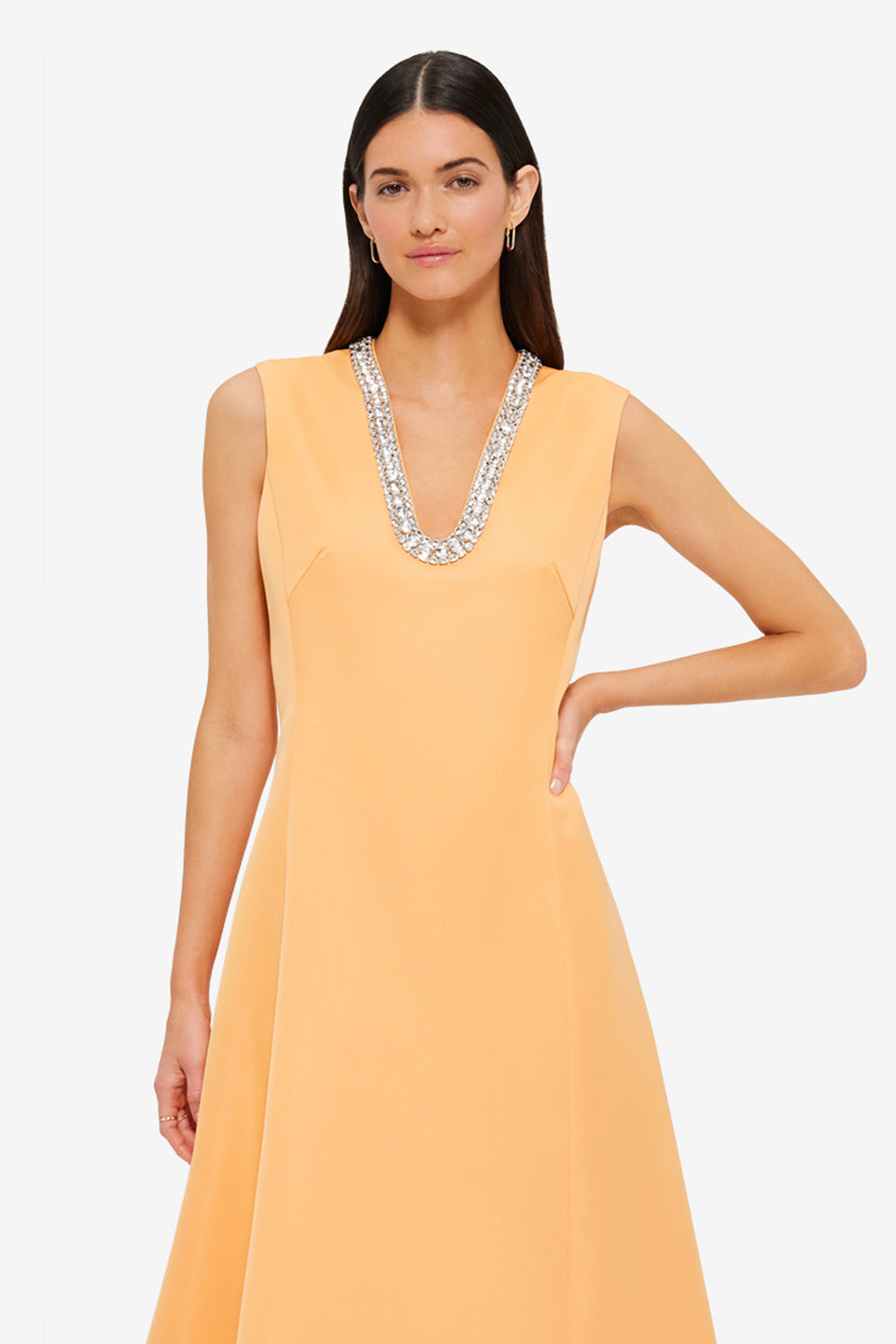Exclusive Leo Lin Nicola Embellished Midi Dress in Ochre