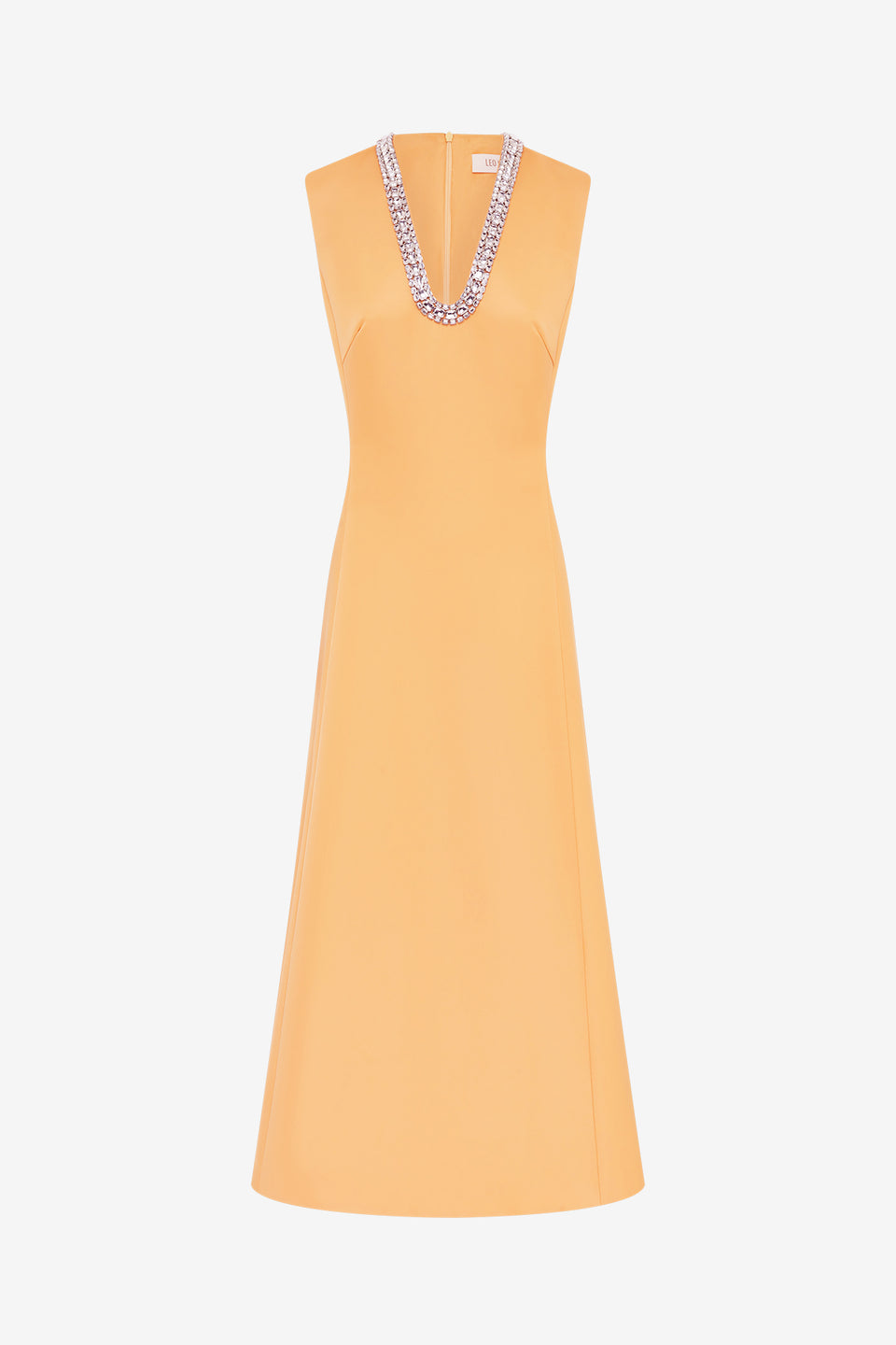 Exclusive Leo Lin Nicola Embellished Midi Dress in Ochre
