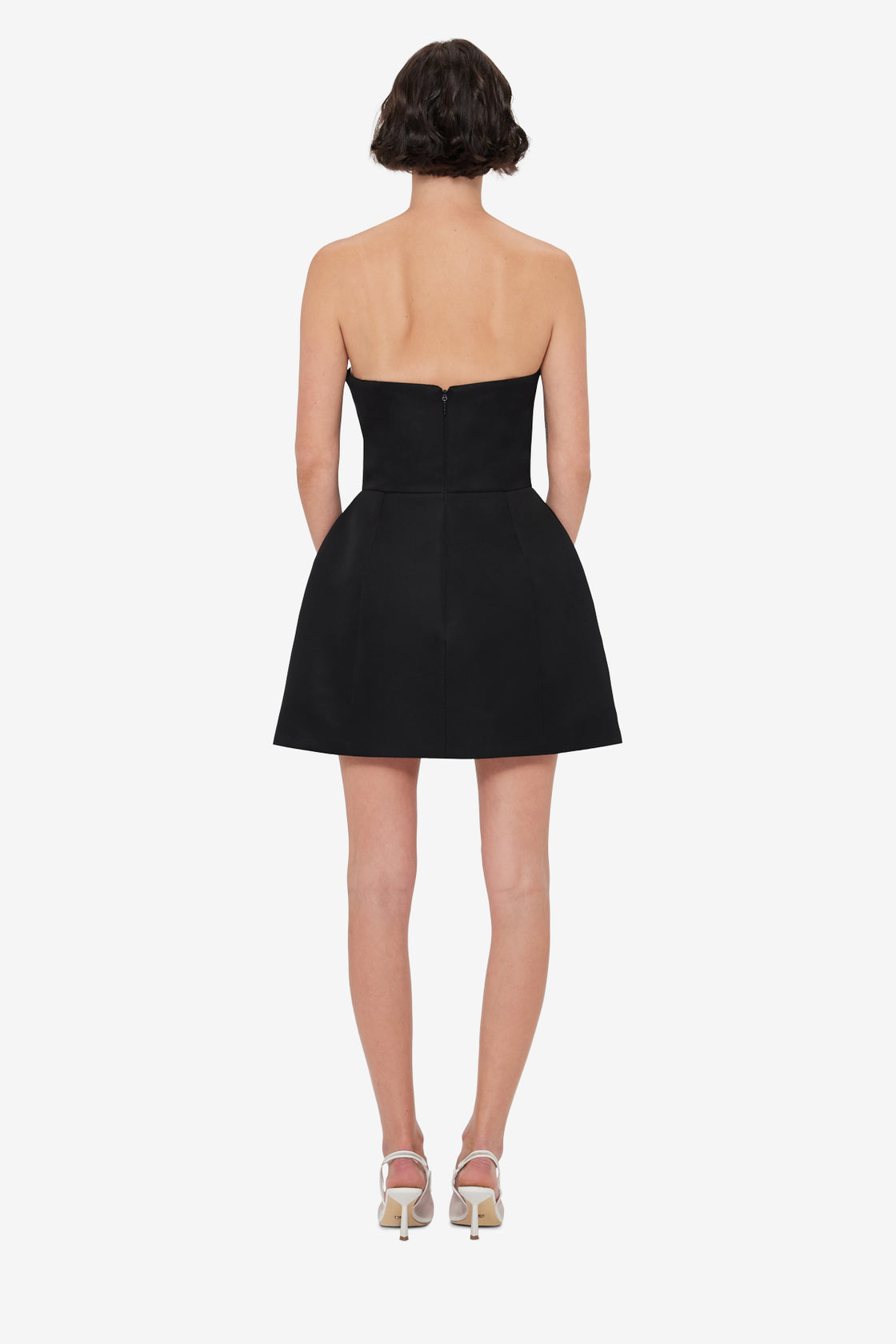 Exclusive Leo Lin Rosario Appliqué Floral Bustier Mini Dress - Iris Print in Ebony