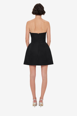 Exclusive Leo Lin Rosario Appliqué Floral Bustier Mini Dress - Iris Print in Ebony