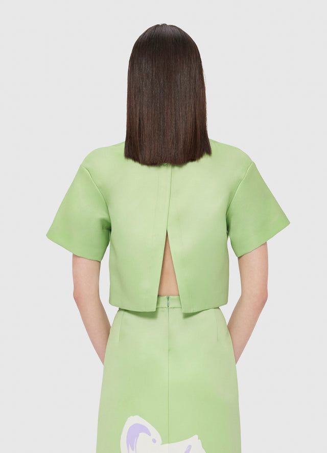 Exclusive LEO LIN Indie Sleeve Top in Hibiscus in Matcha