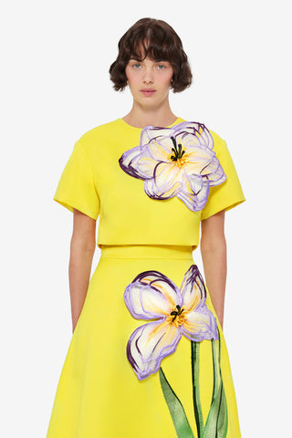 Exclusive Leo Lin Indie Sleeve Top - Iris Print in Yellow