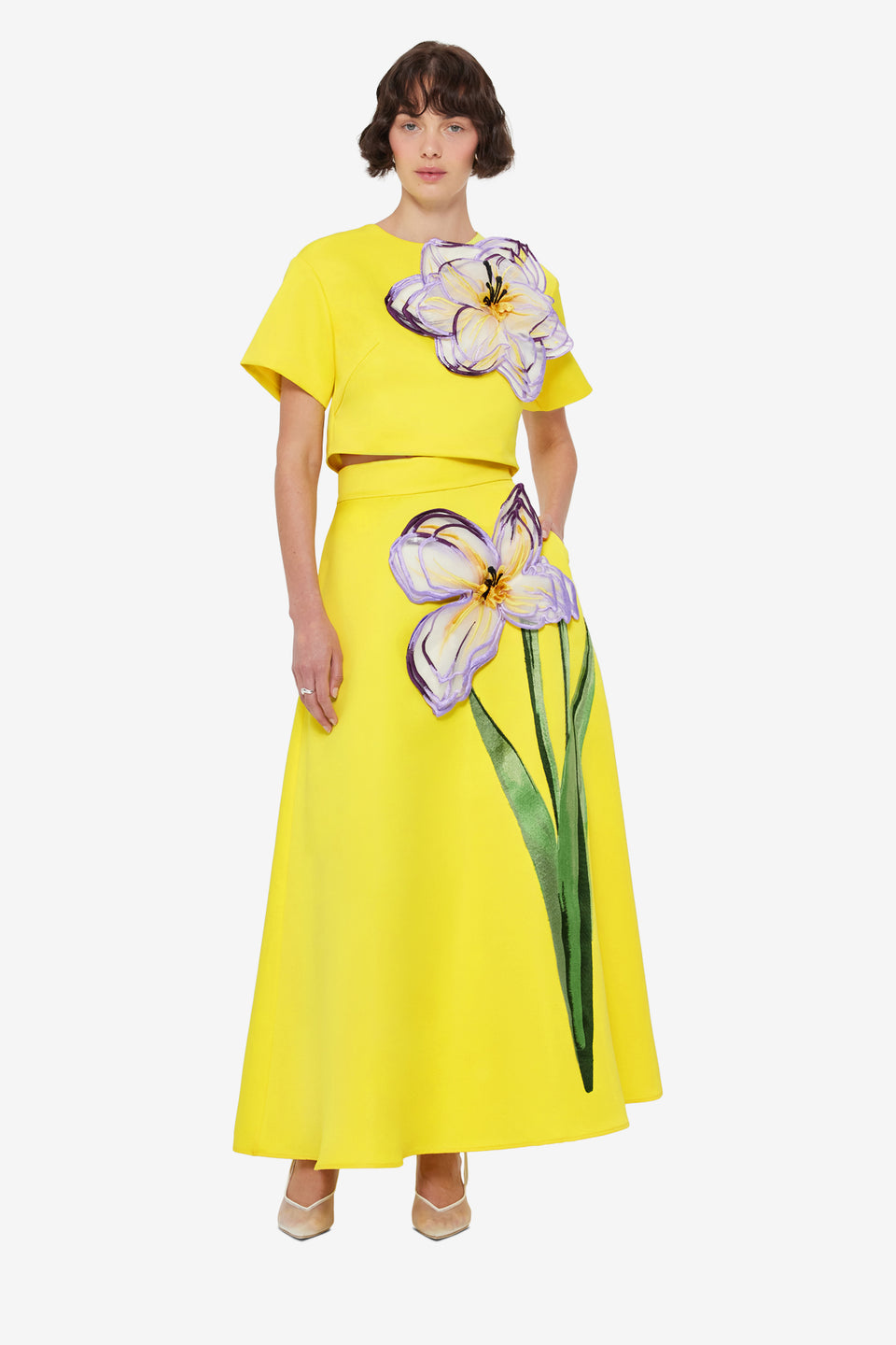 Exclusive Leo Lin Indie Sleeve Top - Iris Print in Yellow