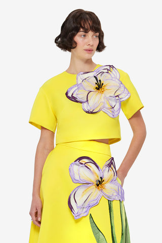 Exclusive Leo Lin Indie Sleeve Top - Iris Print in Yellow