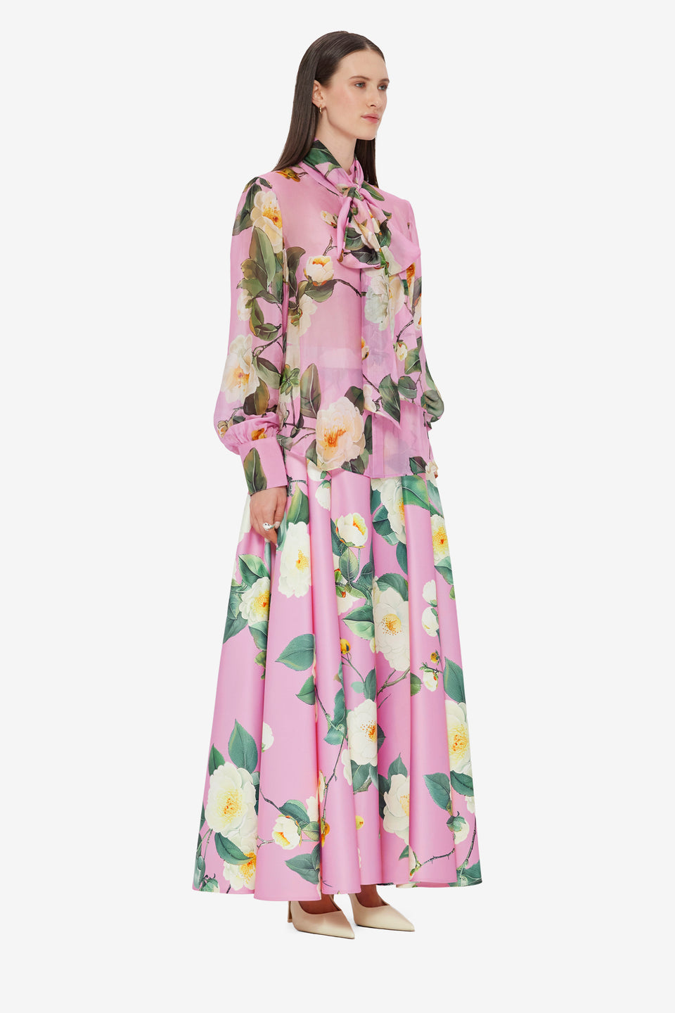 Exclusive LEO LIN Dalia Chiffon Blouse in Camellia Print