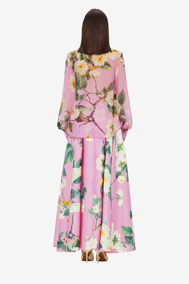 Exclusive LEO LIN Dalia Chiffon Blouse in Camellia Print