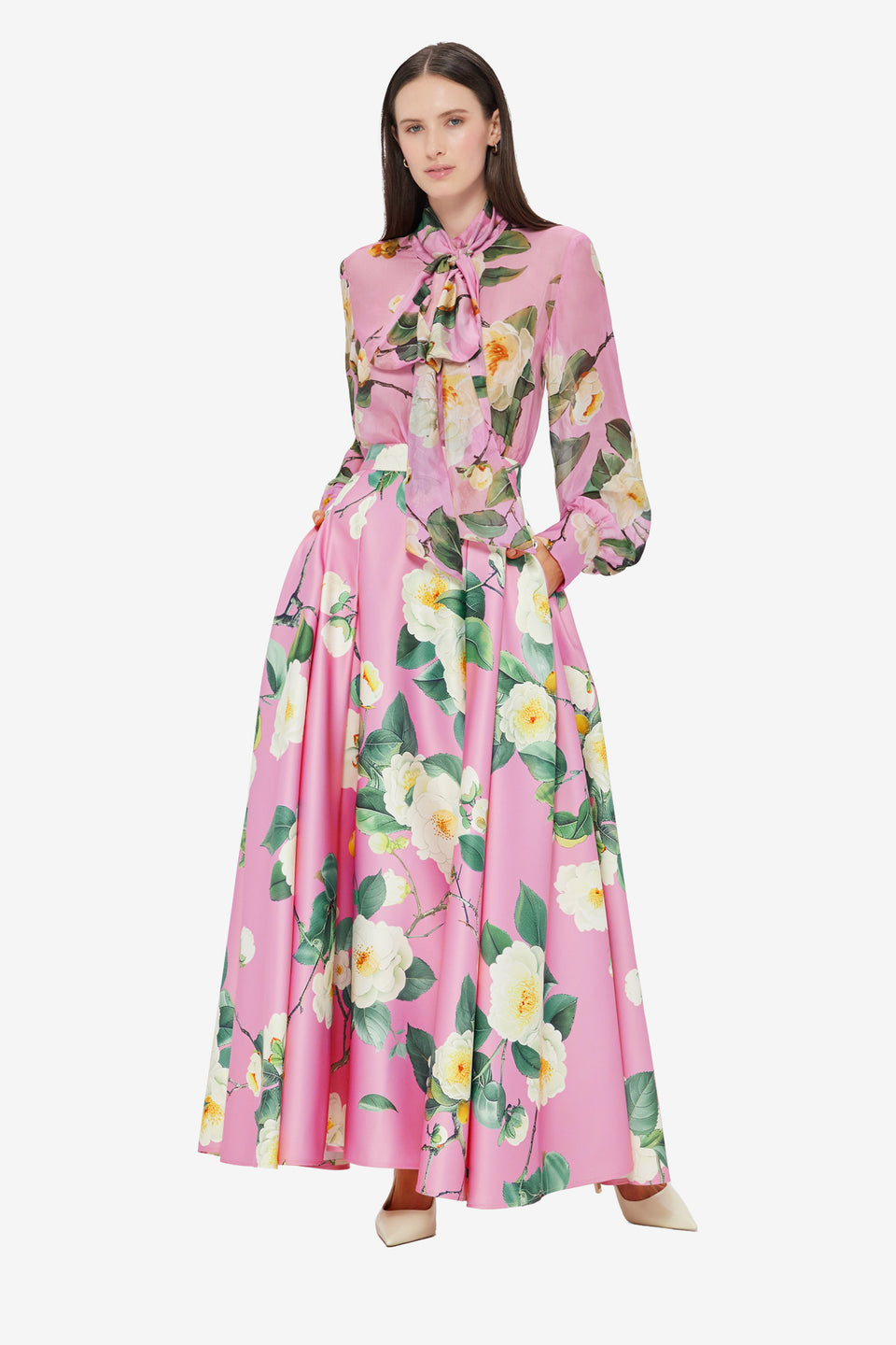 Exclusive LEO LIN Dalia Chiffon Blouse in Camellia Print