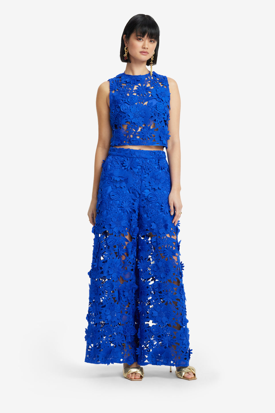 Exclusive LEO LIN Iris Lace Top - Lapis