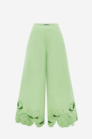 Exclusive LEO LIN Theodora Applique Pants - Juniper Green