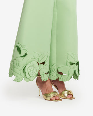 Exclusive LEO LIN Theodora Appliqué Pants - Juniper Green