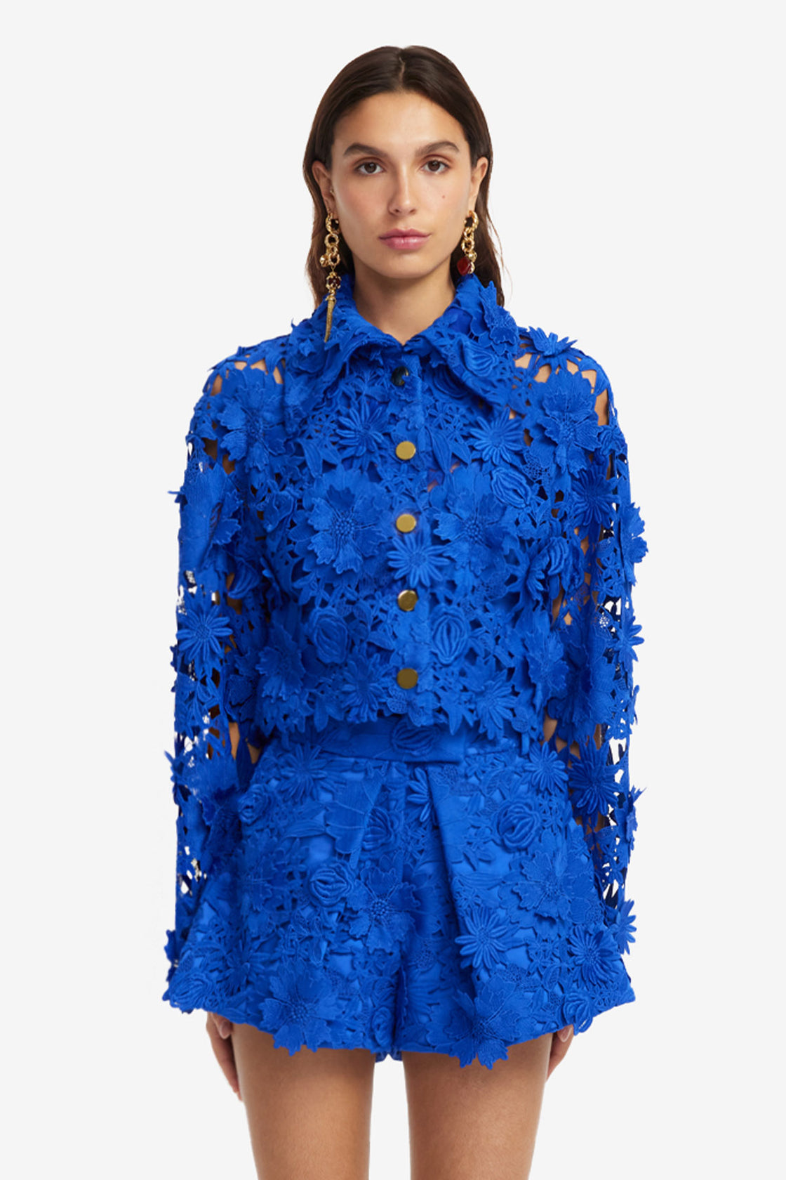 Exclusive LEO LIN Robyn Lace Shirt - Lapis
