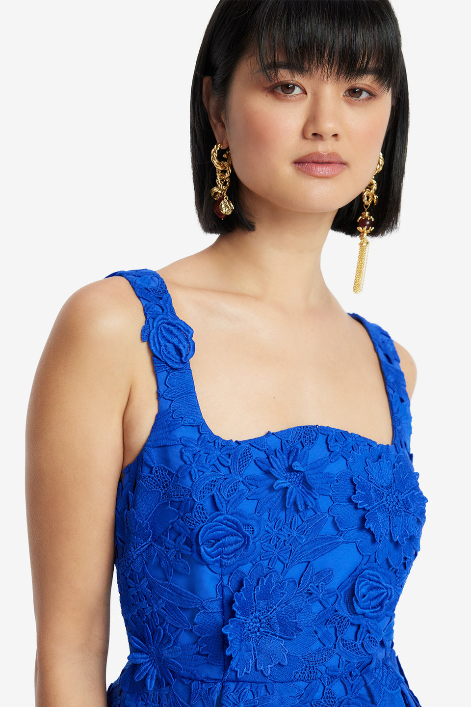 Exclusive LEO LIN Piper Lace Mini Dress - Lapis