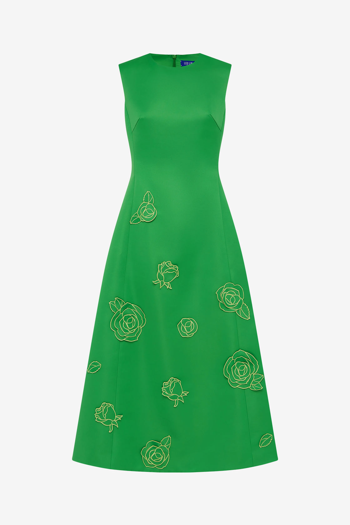 Exclusive LEO LIN Cleo Appliqué Sleeveless Midi Dress - Verdant