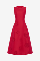 Cleo Appliqué Sleeveless Midi Dress - Scarlet Dress Midi