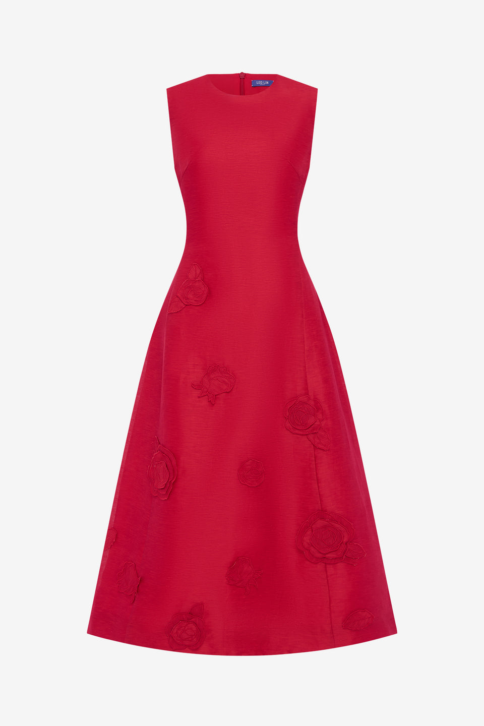Exclusive LEO LIN Cleo Appliqué Sleeveless Midi Dress - Scarlet