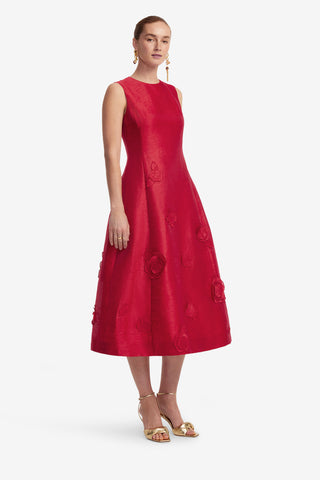 Exclusive LEO LIN Cleo Appliqué Sleeveless Midi Dress - Scarlet