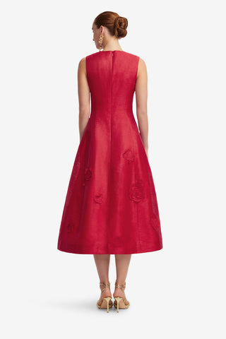 Exclusive LEO LIN Cleo Appliqué Sleeveless Midi Dress - Scarlet
