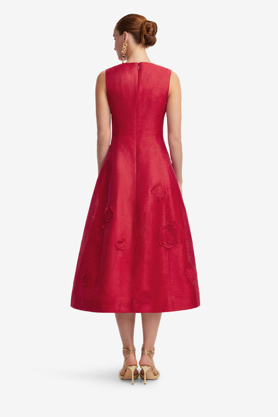 Exclusive LEO LIN Cleo Appliqué Sleeveless Midi Dress - Scarlet