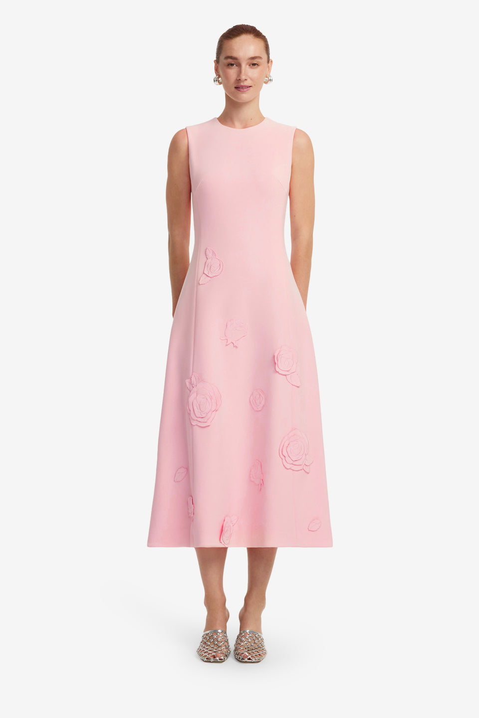 Exclusive LEO LIN Cleo Appliqué Sleeveless Midi Dress - Blush Pink