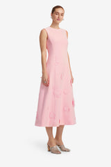 Cleo Appliqué Sleeveless Midi Dress - Blush Pink Dress Midi