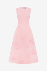 Cleo Appliqué Sleeveless Midi Dress - Blush Pink Dress Midi