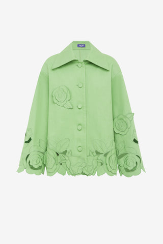 Exclusive LEO LIN Jayna Appliqué Jacket - Juniper Green