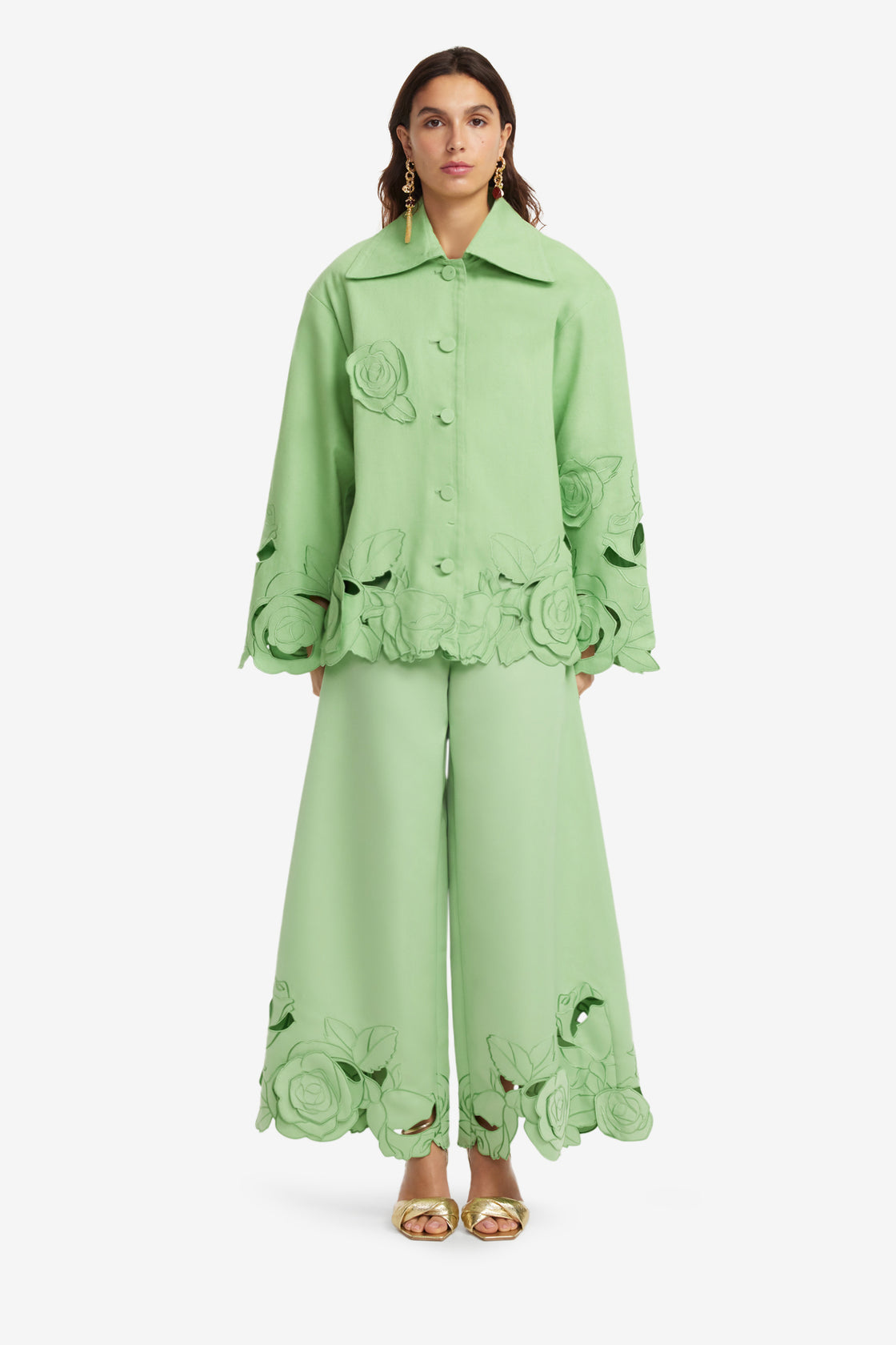 Exclusive LEO LIN Jayna Appliqué Jacket - Juniper Green